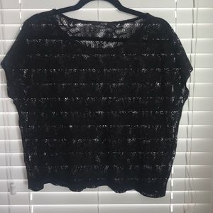 Black lace crop top